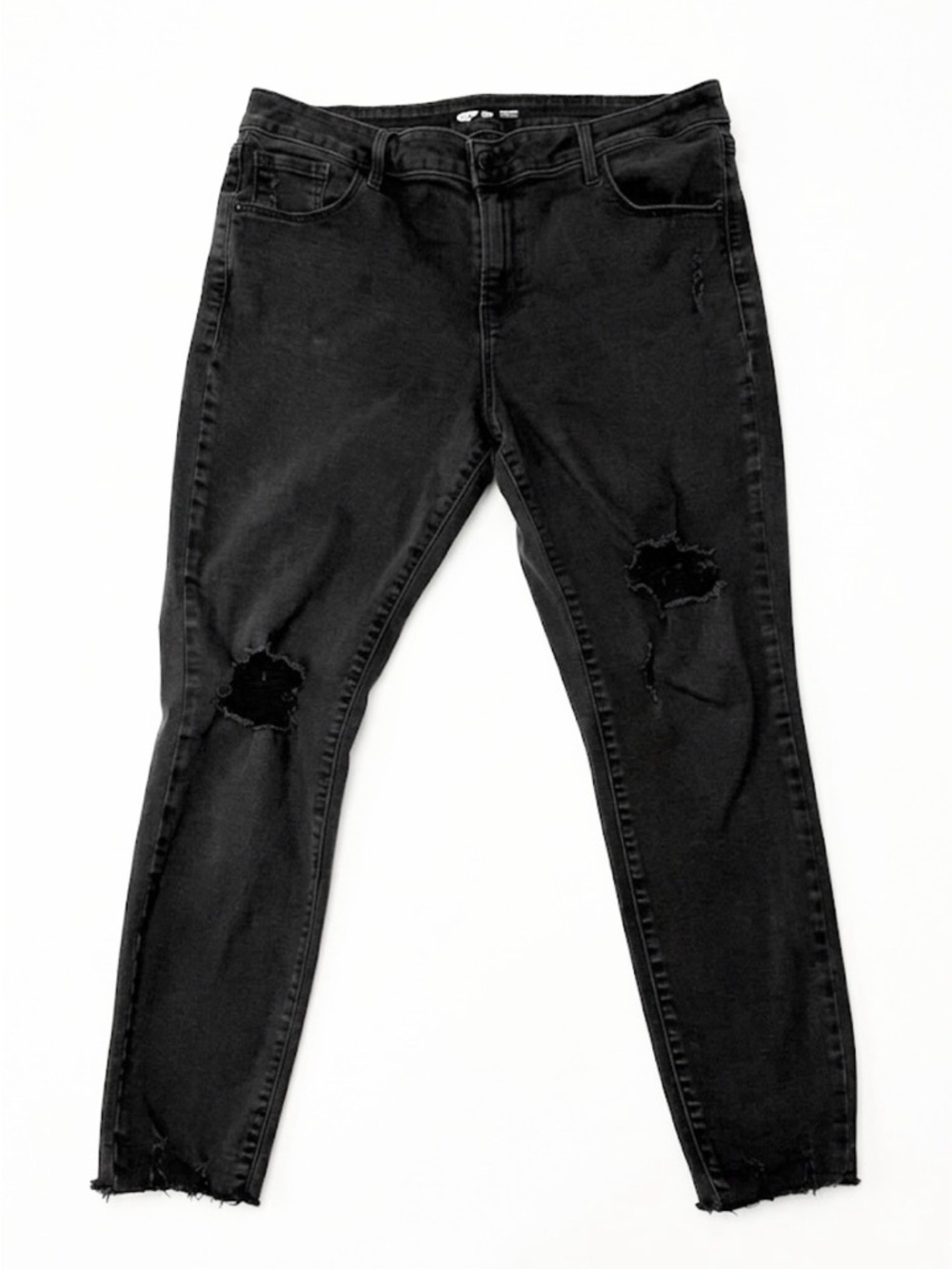 Old Navy Black Distressed Ankle Crop Jeans Size 16
